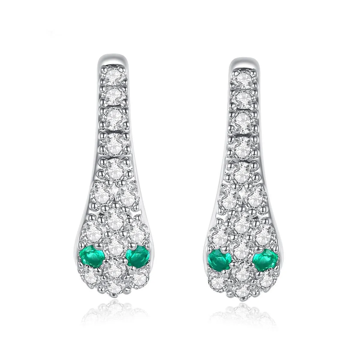 Cubic Zirconia & Silver-Plated Snake Drop Earrings