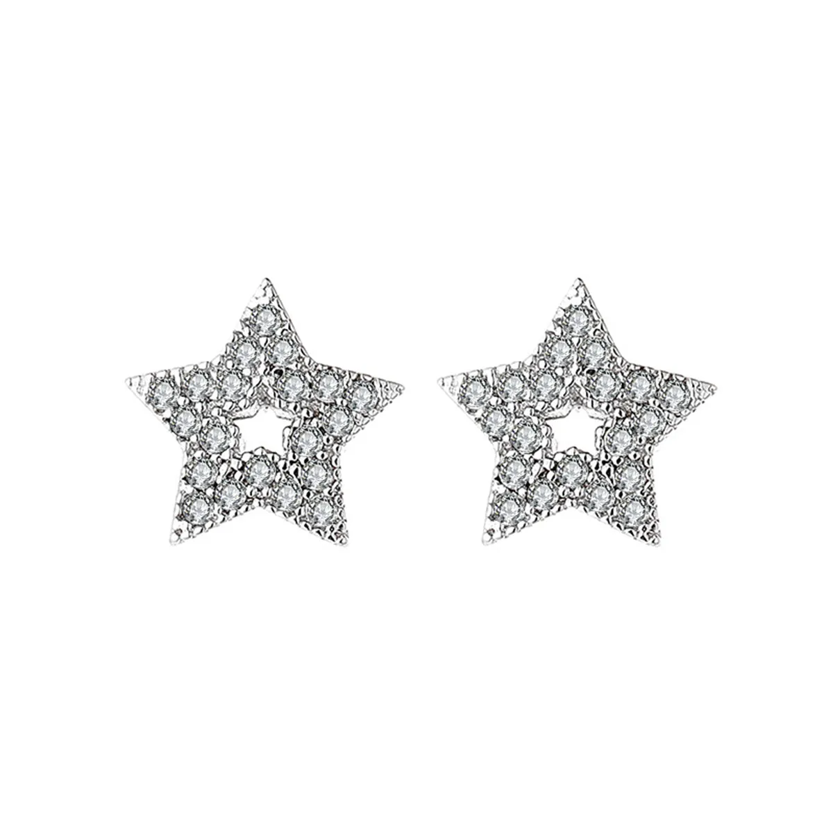 Cubic Zirconia & Silver-Plated Star Stud Earrings