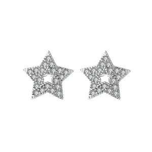 Cubic Zirconia & Silver-Plated Star Stud Earrings