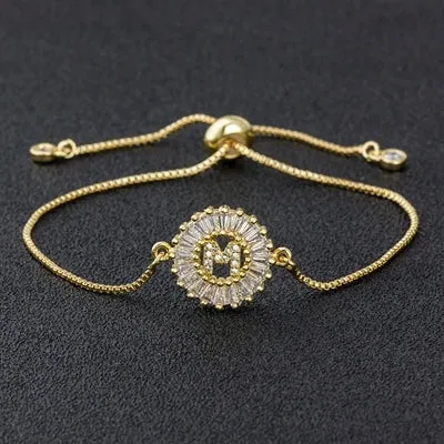 Cubic Zirconia Initial Charm Bracelet