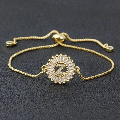 Cubic Zirconia Initial Charm Bracelet