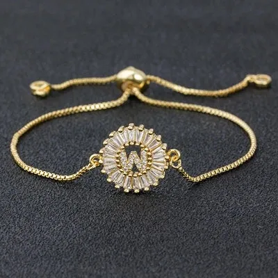 Cubic Zirconia Initial Charm Bracelet