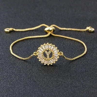 Cubic Zirconia Initial Charm Bracelet