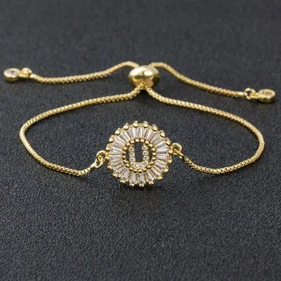 Cubic Zirconia Initial Charm Bracelet