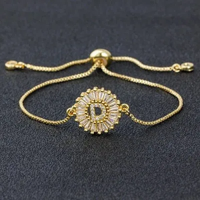Cubic Zirconia Initial Charm Bracelet