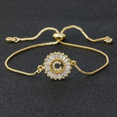 Cubic Zirconia Initial Charm Bracelet