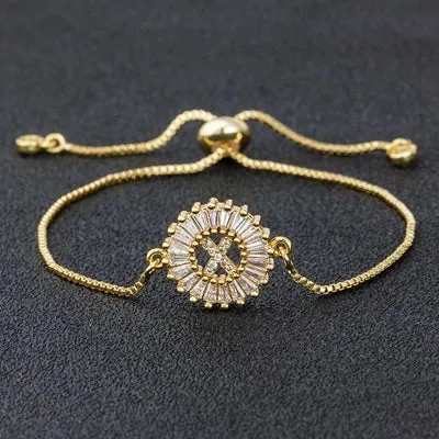 Cubic Zirconia Initial Charm Bracelet