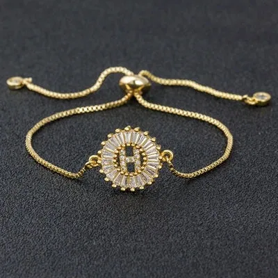 Cubic Zirconia Initial Charm Bracelet