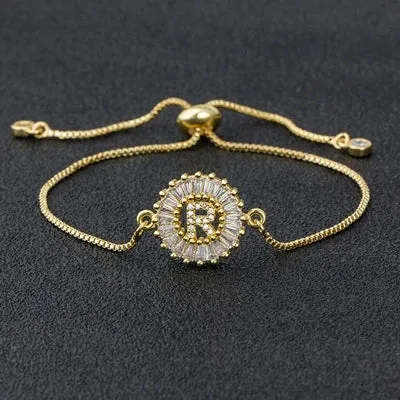 Cubic Zirconia Initial Charm Bracelet