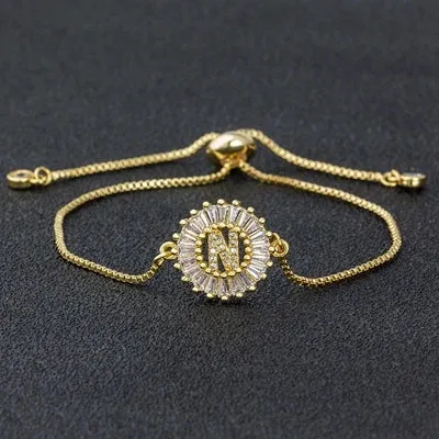 Cubic Zirconia Initial Charm Bracelet