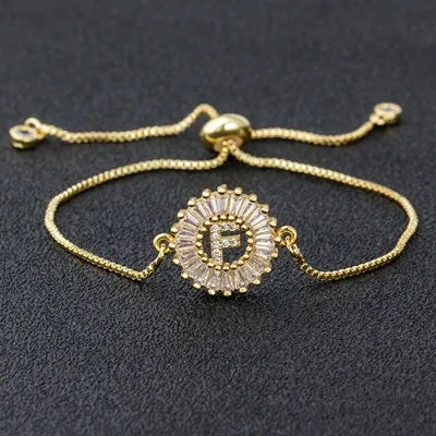 Cubic Zirconia Initial Charm Bracelet