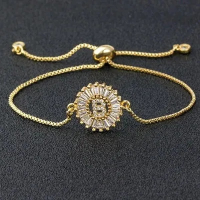 Cubic Zirconia Initial Charm Bracelet