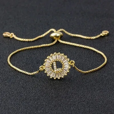 Cubic Zirconia Initial Charm Bracelet