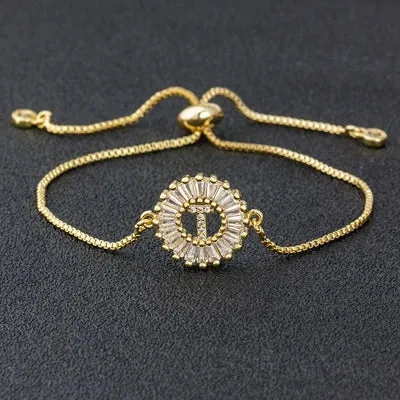 Cubic Zirconia Initial Charm Bracelet