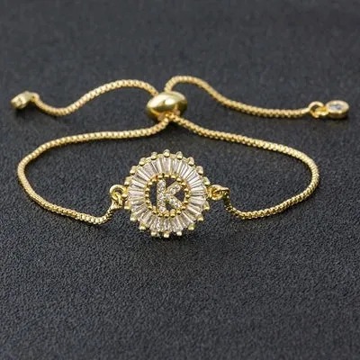 Cubic Zirconia Initial Charm Bracelet