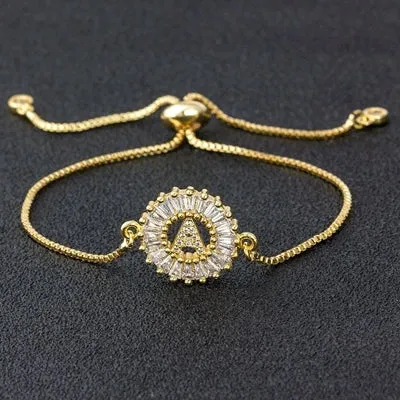 Cubic Zirconia Initial Charm Bracelet
