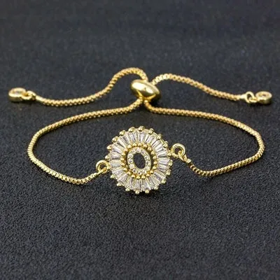 Cubic Zirconia Initial Charm Bracelet