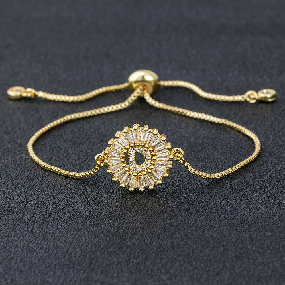 Cubic Zirconia Initial Charm Bracelet