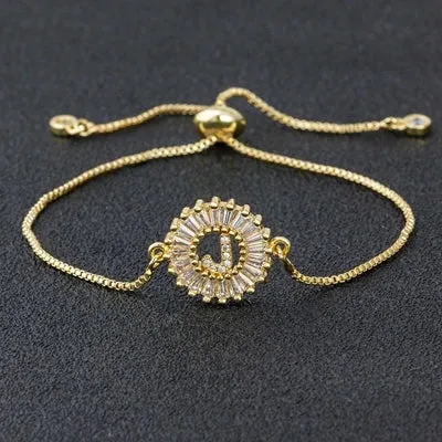 Cubic Zirconia Initial Charm Bracelet