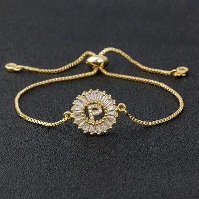 Cubic Zirconia Initial Charm Bracelet