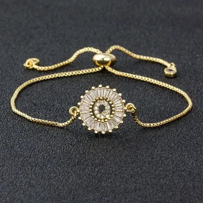 Cubic Zirconia Initial Charm Bracelet