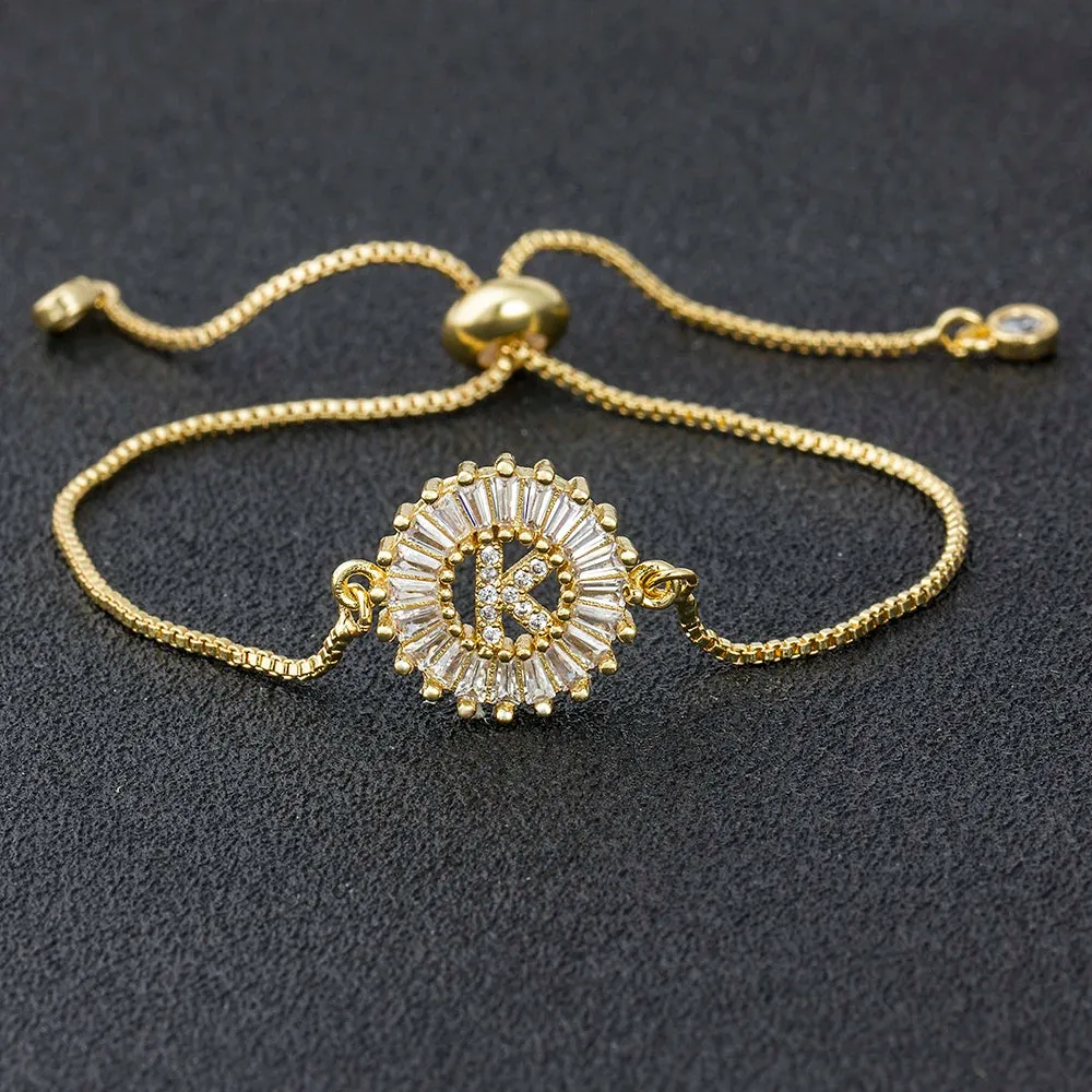 Cubic Zirconia Initial Charm Bracelet