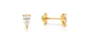 Cubic Zirconia Pear Shape Baby Earrings