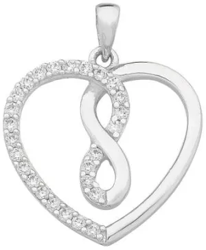 Cubic Zirconia Set in Sterling Silver Heart and Infinity Pendant M2790