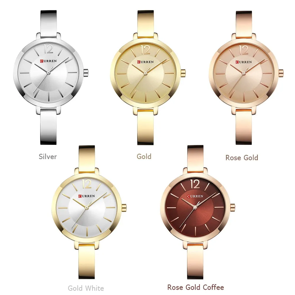 CURREN Fashion Gold Watches Women Watch Brand Luxury Ultra Thin Quartz Female WristWatch Woman Romantic Clock Relogio Feminino