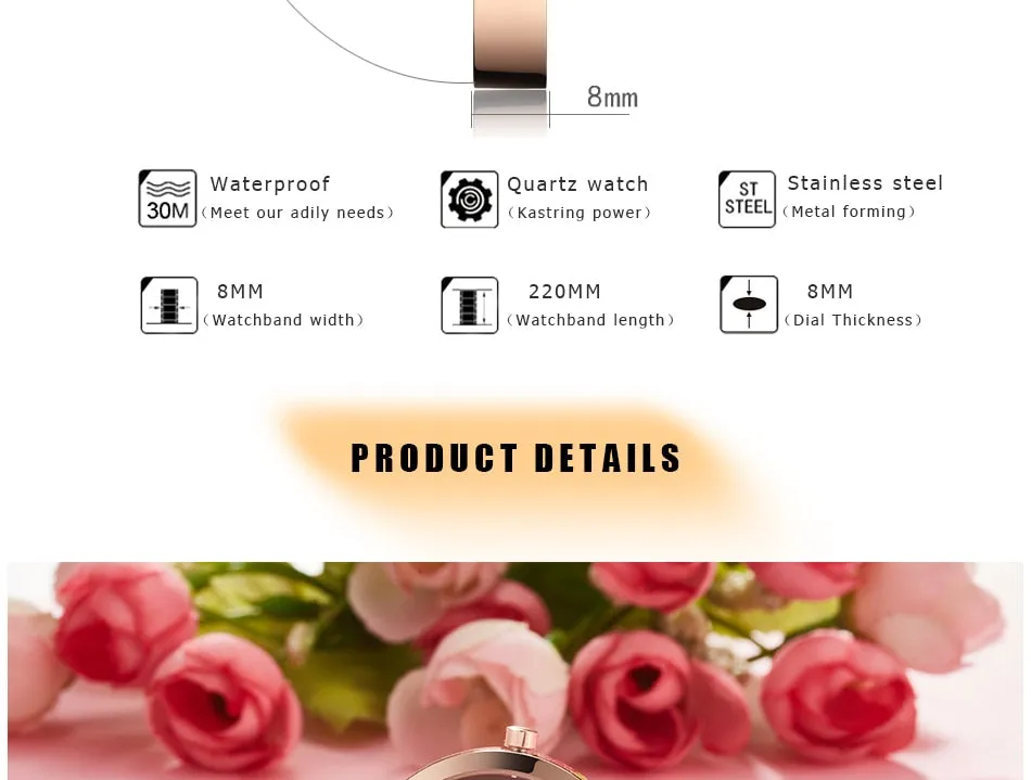CURREN Fashion Gold Watches Women Watch Brand Luxury Ultra Thin Quartz Female WristWatch Woman Romantic Clock Relogio Feminino