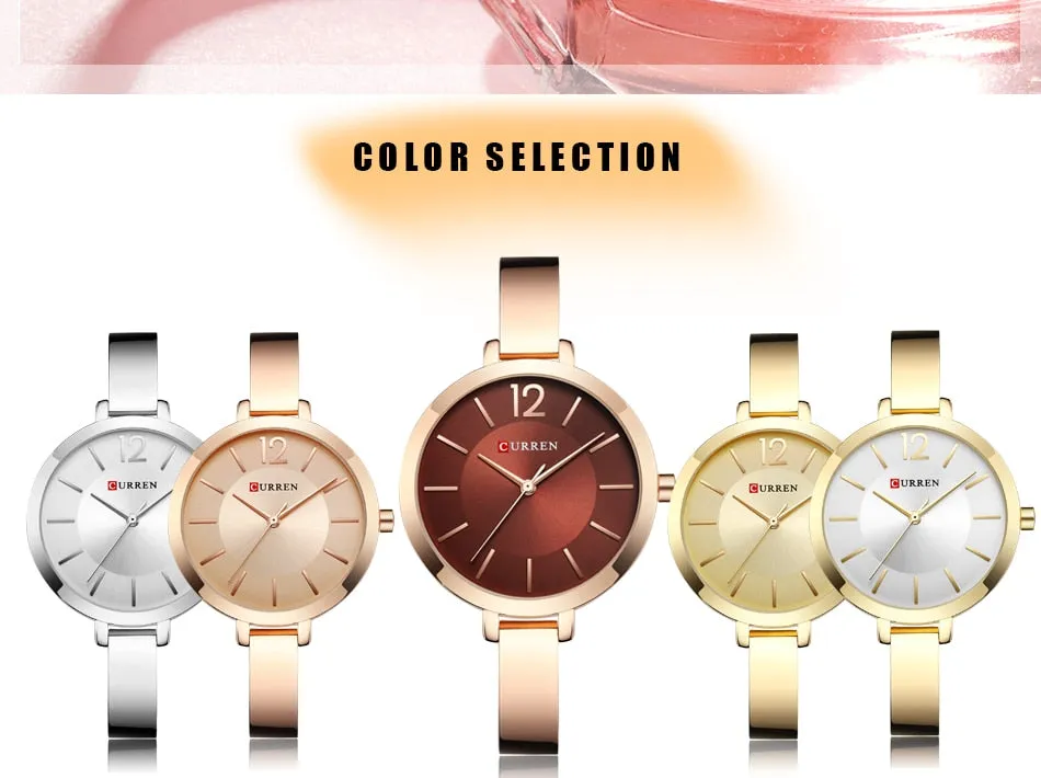 CURREN Fashion Gold Watches Women Watch Brand Luxury Ultra Thin Quartz Female WristWatch Woman Romantic Clock Relogio Feminino
