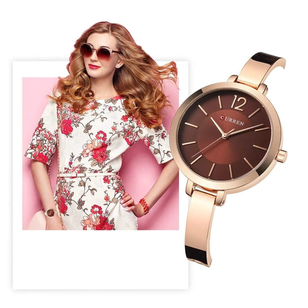 CURREN Fashion Gold Watches Women Watch Brand Luxury Ultra Thin Quartz Female WristWatch Woman Romantic Clock Relogio Feminino