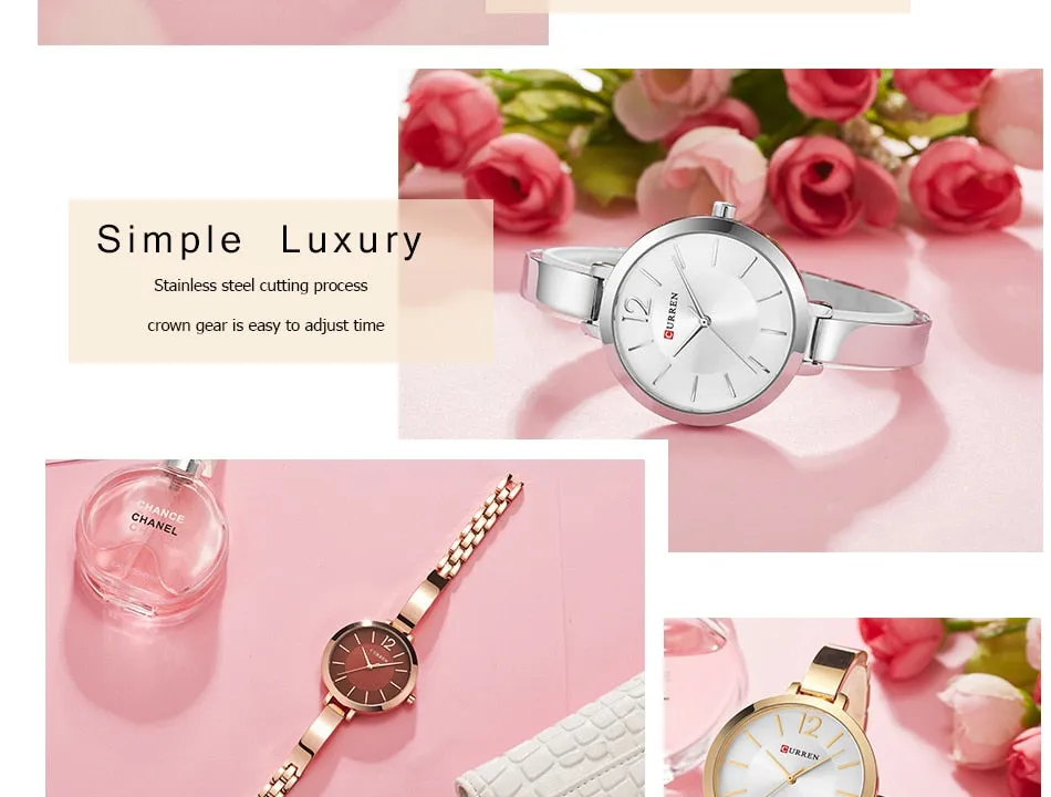 CURREN Fashion Gold Watches Women Watch Brand Luxury Ultra Thin Quartz Female WristWatch Woman Romantic Clock Relogio Feminino