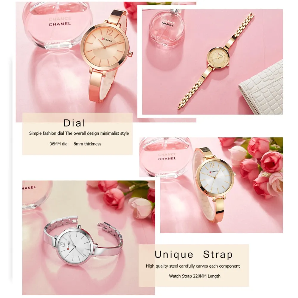 CURREN Fashion Gold Watches Women Watch Brand Luxury Ultra Thin Quartz Female WristWatch Woman Romantic Clock Relogio Feminino