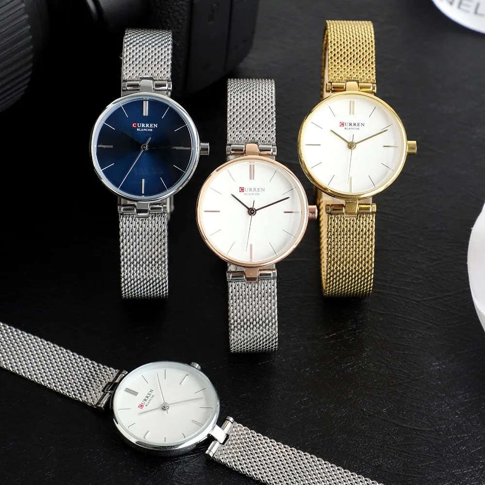 CURREN Watches Women Fashion 2022 Luxury Brand Quartz Watch Ladies Mesh Stainless Steel Clock Female Wristwatch Relogio Feminino