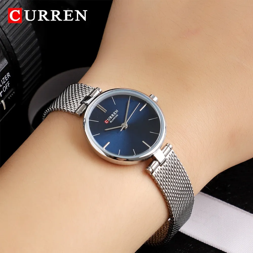 CURREN Watches Women Fashion 2022 Luxury Brand Quartz Watch Ladies Mesh Stainless Steel Clock Female Wristwatch Relogio Feminino