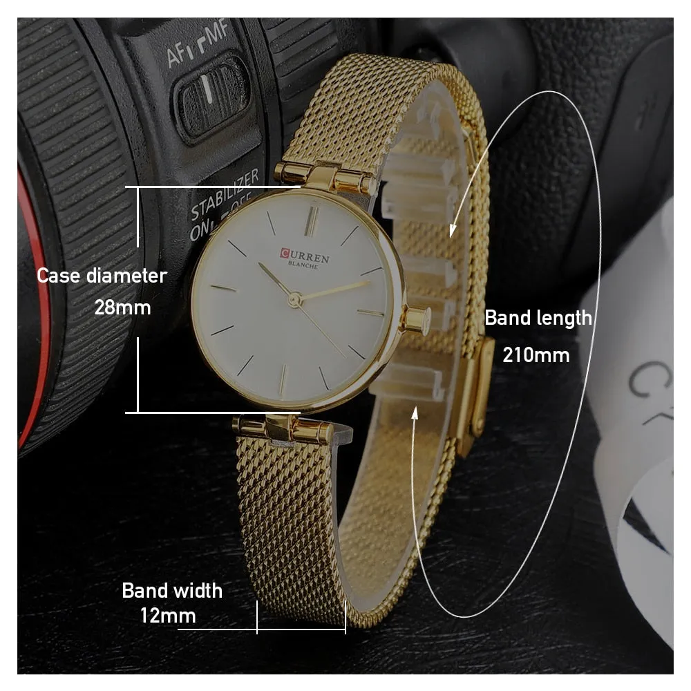 CURREN Watches Women Fashion 2022 Luxury Brand Quartz Watch Ladies Mesh Stainless Steel Clock Female Wristwatch Relogio Feminino