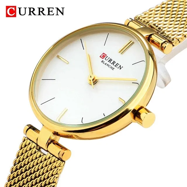 CURREN Watches Women Fashion 2022 Luxury Brand Quartz Watch Ladies Mesh Stainless Steel Clock Female Wristwatch Relogio Feminino