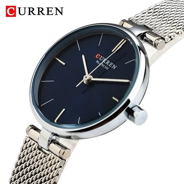 CURREN Watches Women Fashion 2022 Luxury Brand Quartz Watch Ladies Mesh Stainless Steel Clock Female Wristwatch Relogio Feminino