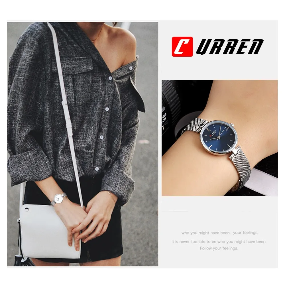 CURREN Watches Women Fashion 2022 Luxury Brand Quartz Watch Ladies Mesh Stainless Steel Clock Female Wristwatch Relogio Feminino