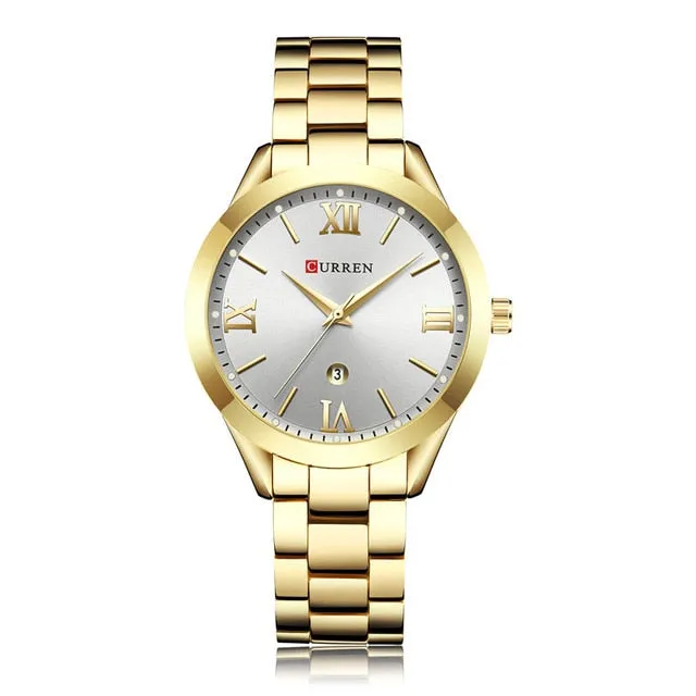 CURREN Women Watches Top Brand Luxury Gold Ladies Watch Stainless Steel Band Classic Bracelet Female Clock Relogio Feminino 9007