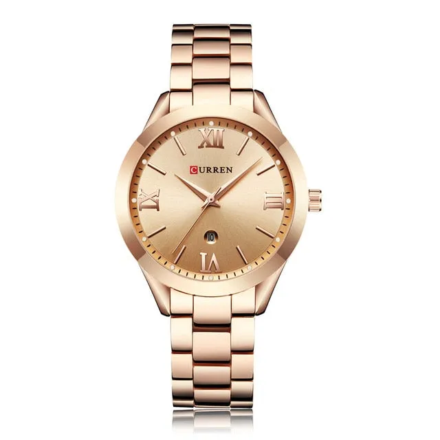CURREN Women Watches Top Brand Luxury Gold Ladies Watch Stainless Steel Band Classic Bracelet Female Clock Relogio Feminino 9007