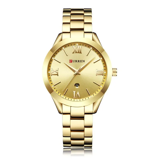 CURREN Women Watches Top Brand Luxury Gold Ladies Watch Stainless Steel Band Classic Bracelet Female Clock Relogio Feminino 9007