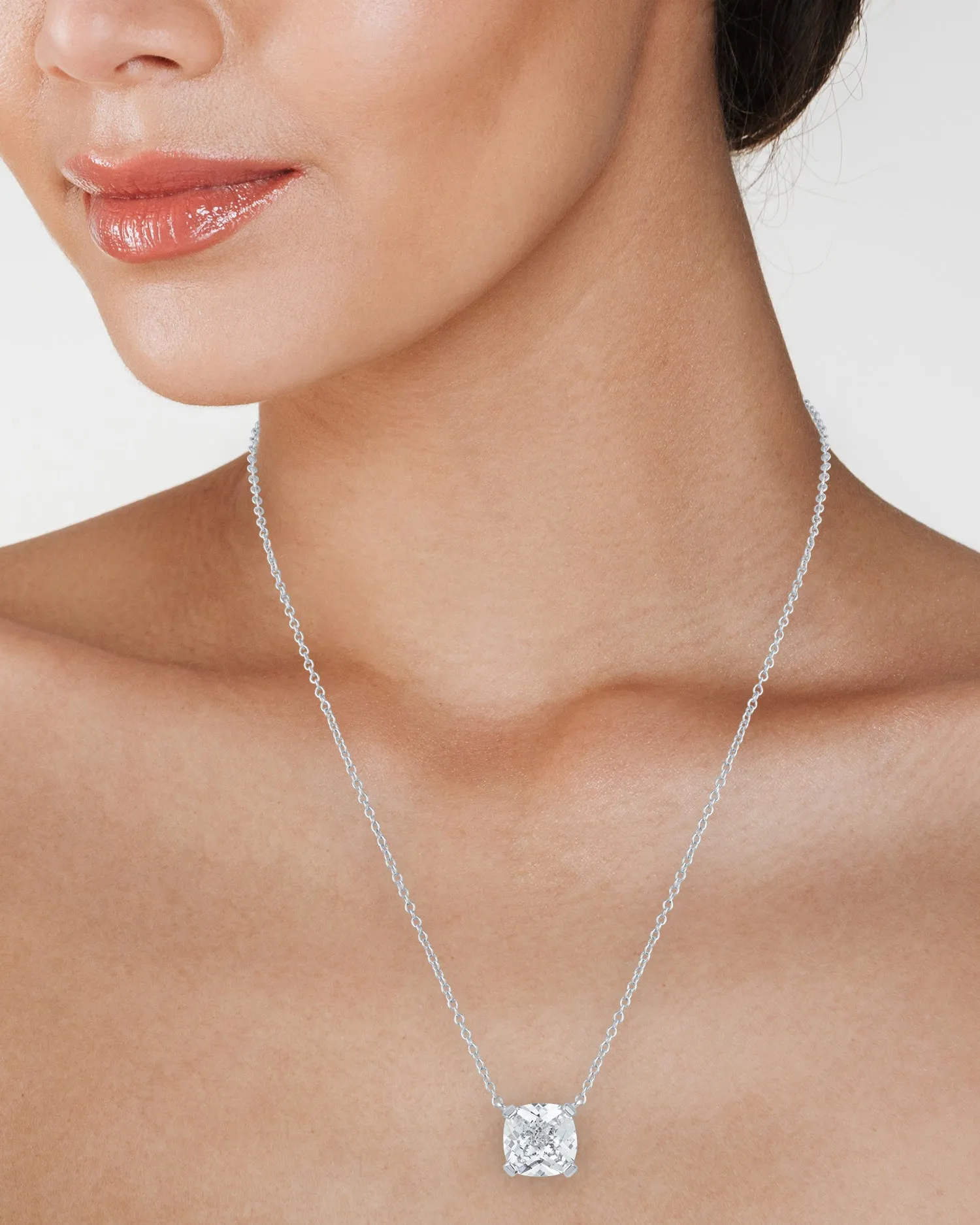 Cushion CZ Pendant Necklace