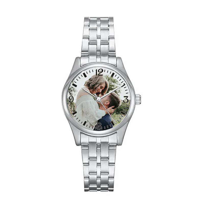 Custom Photo Wristwatch Arabic Numerals Scale Couple Watch Personalized Quartz Watch for Men & Women