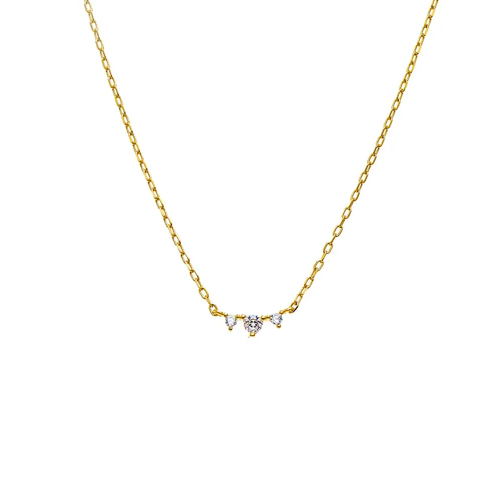 CZ Dainty Curved Bar Necklace