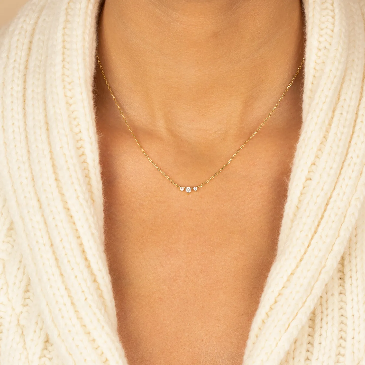 CZ Dainty Curved Bar Necklace