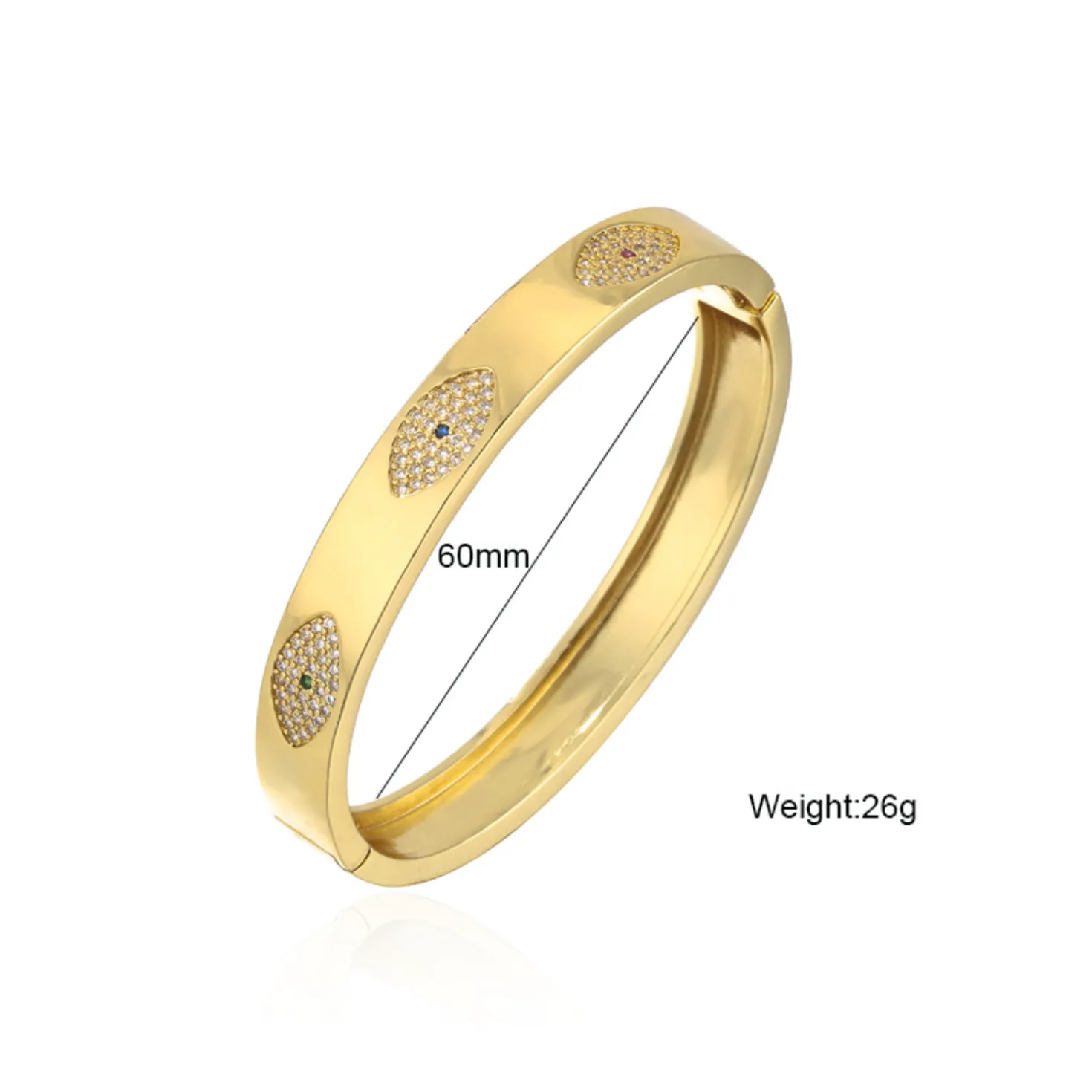 CZ Evil Eye Bangle Bracelet - Gold