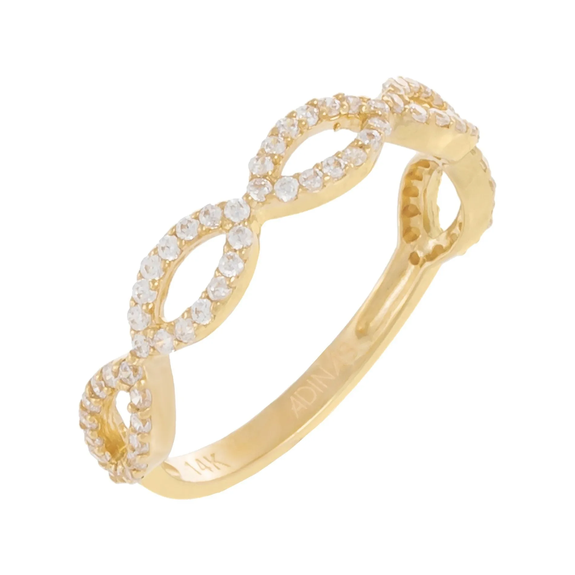 CZ Pavé Open Link Ring 14K