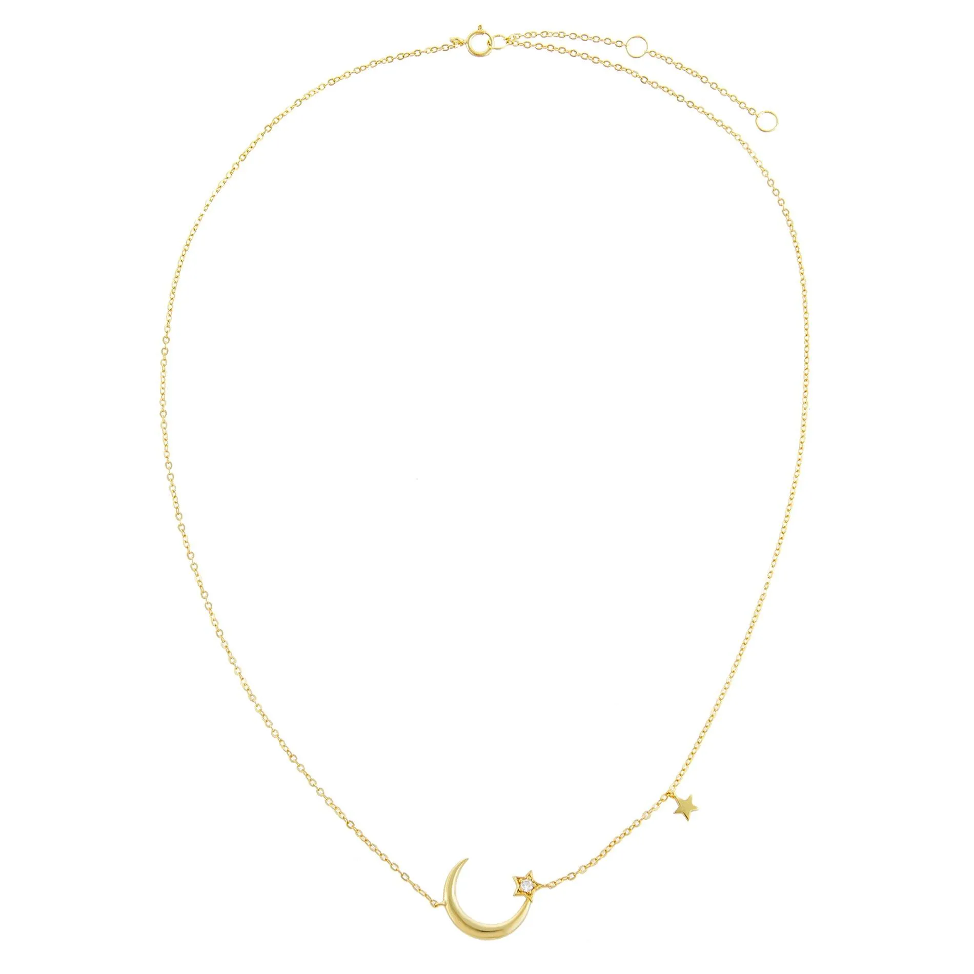 CZ Star X Moon Necklace